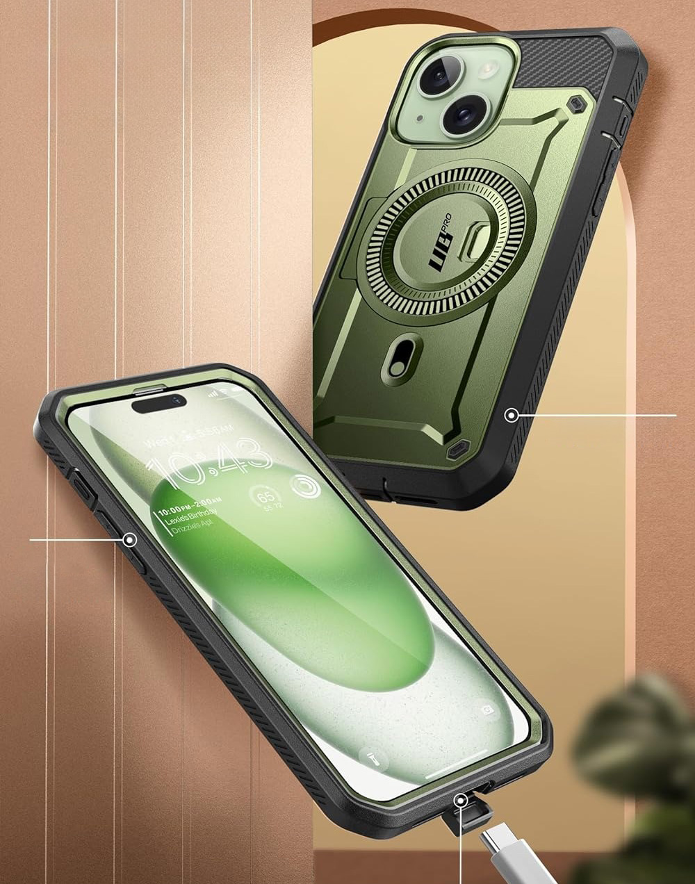 Etui pancerne Supcase Unicorn Beetle Pro Mag do iphone 15, zielone